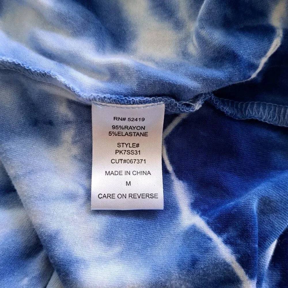 Pink‎ Lotus Women's Blue Tie Dye Dress Sz M Casual Comfy Boho Beach Weekend Wear